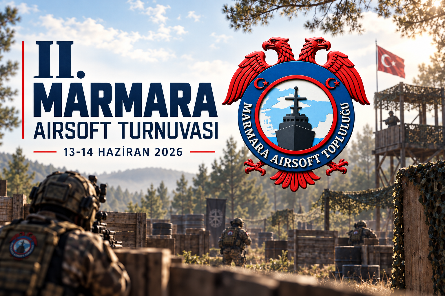 Airsoft turnuvası öncesi güvenlik brifingini gösteren arşiv kapak görseli